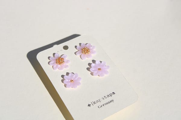 2er Set Blüten Ohrstecker Rosa – Handgemachte Blumen Ohrringe aus Edelstahl & Polymer Clay | Kirschblüten Schmuck