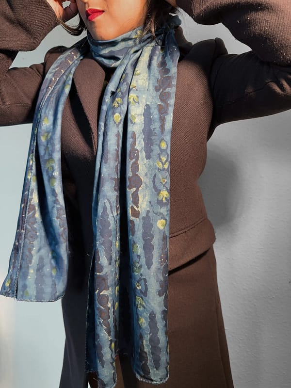 Vegan Seide Schal – handgefärbt, inspiriert von Van Gogh