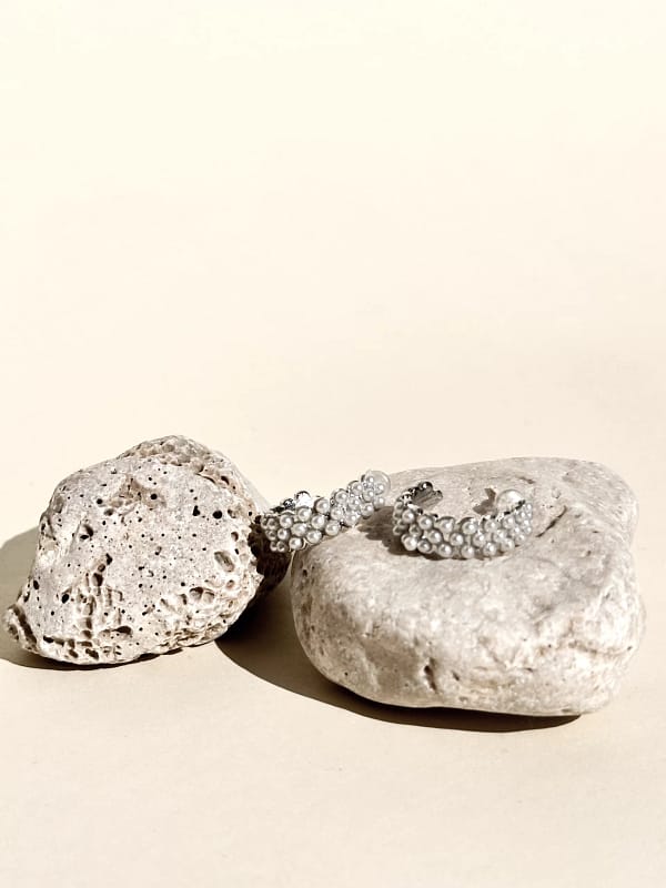 Imitation Pearl Hoops Silver