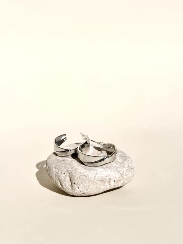 Double Ribbon Hoops Silver