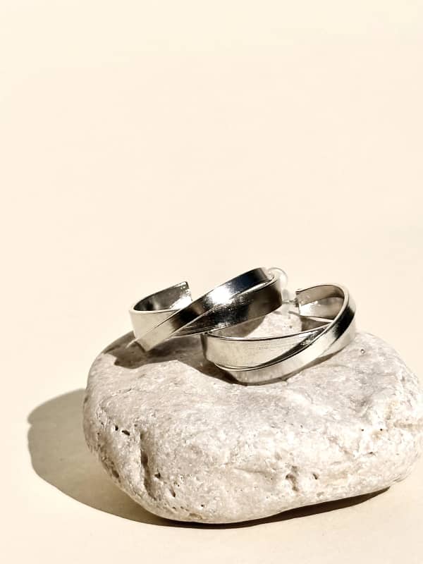 Double Ribbon Hoops Silver