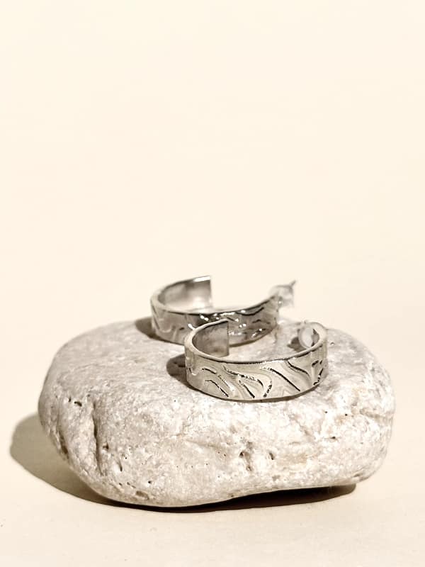 IMG_5516 Engraved Ribbon Hoops Silver