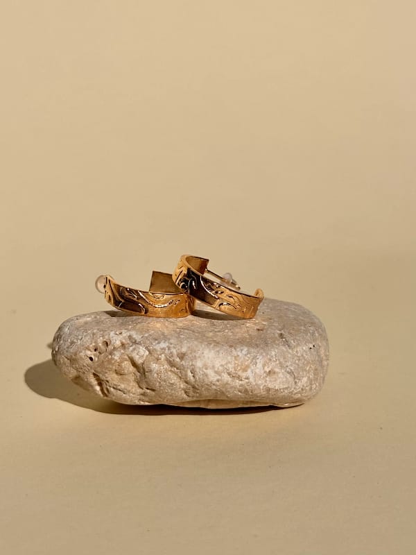 IMG_5657 Engraved Ribbon Hoops Gold