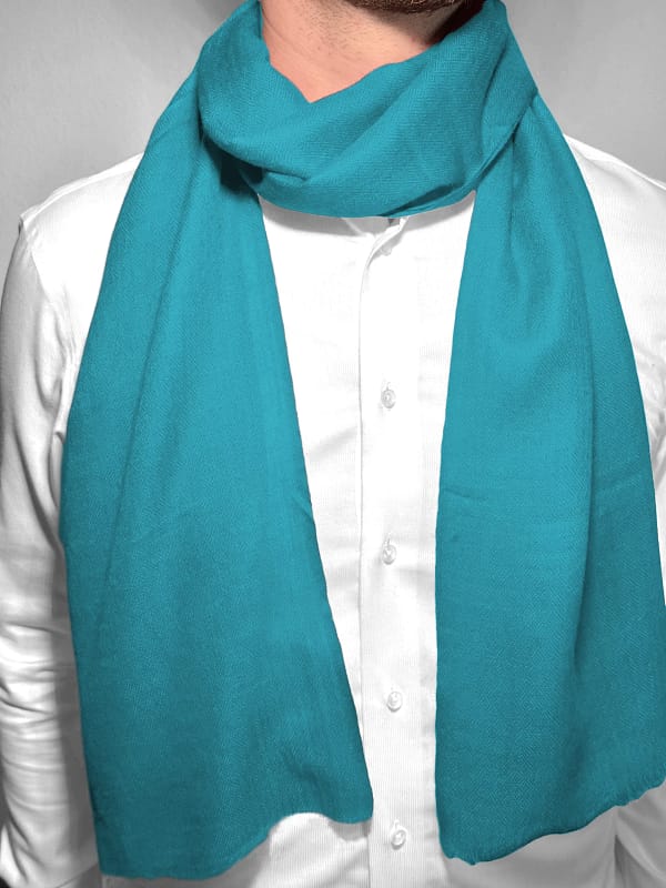 teal Wool Schal aus Kashmir Petrolblau