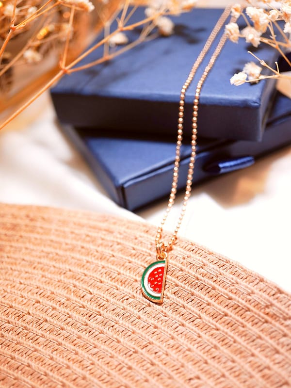 bright_DSC00833 Sommerbiss – Halskette mit Wassermelonen-Anhänger