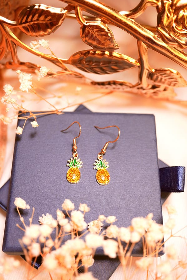bright_DSC00767 Ananasfreude – Emaille-Ohrringe